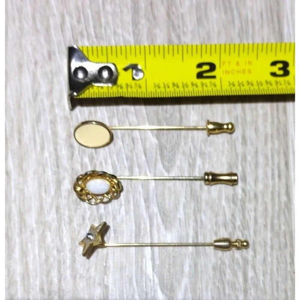 3 Vintage Gold Tone Stick Pins - Monet, Avon - Picture 2 of 5